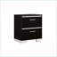 Contemporary Black High-Gloss Nightstand with USB &amp; Chrome Accents
