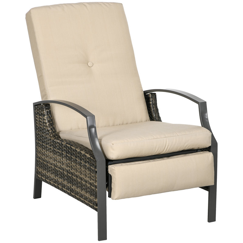 Chaise de patio inclinable avec coussins Stellamae, Brun