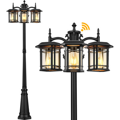 Dusk to Dawn Outdoor Lamp Post Light, Black Waterproof Street Light for Outside