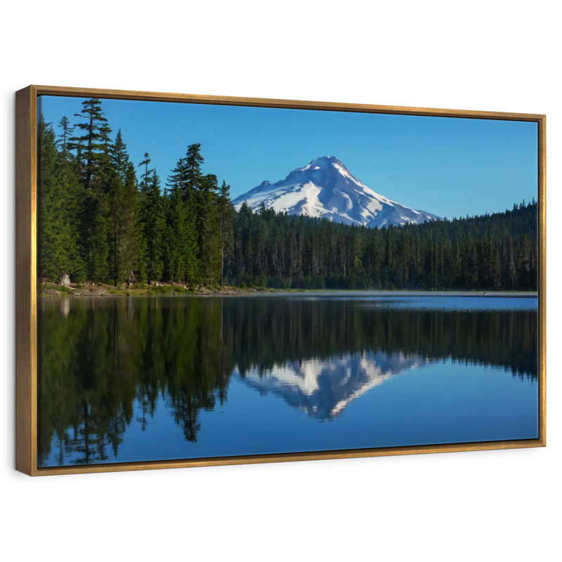 Mount Hood Reflection, Floating Frame Gold, 46" X 31"