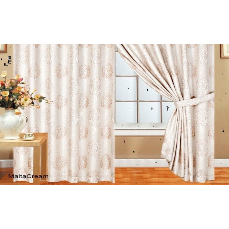 Deshawnna Room Darkening Curtain Pair, Cream, 228cm W x 274cm D