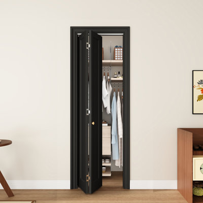 24" x 80" 1 Panel Prefinished\Laminated Black Hollow-Core Composite Interior Bifold Closet Door