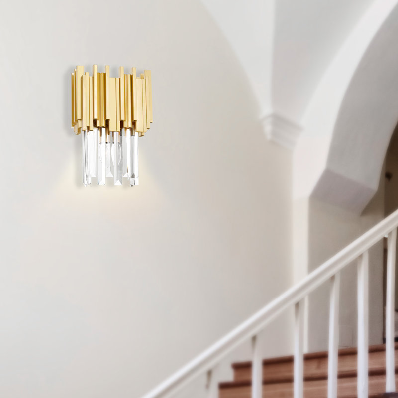 8" Medallion Gold Wall Sconce – 1-Light Modern Glam Wall Light with E12 Bulb Base and Crystal Accent – BACL Certified with 1-Year Warranty