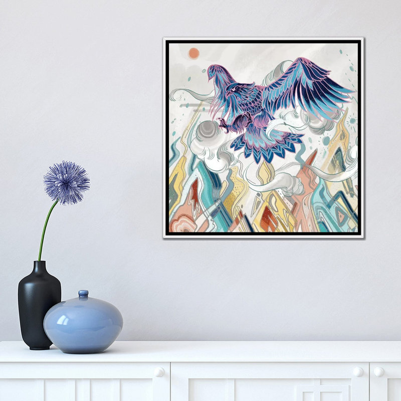 «Beyond the Emperor» par Sija Hong - reproduction d'art, H 18 po x l 18 po x 1,5 po, Toile blanche encadrée, Pas de tapis