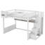 Grand lit mezzanine blanc avec escalier, garde-robe et tablettes, rangement en bois massif et panneau de fibres à densité moyenne-973060009