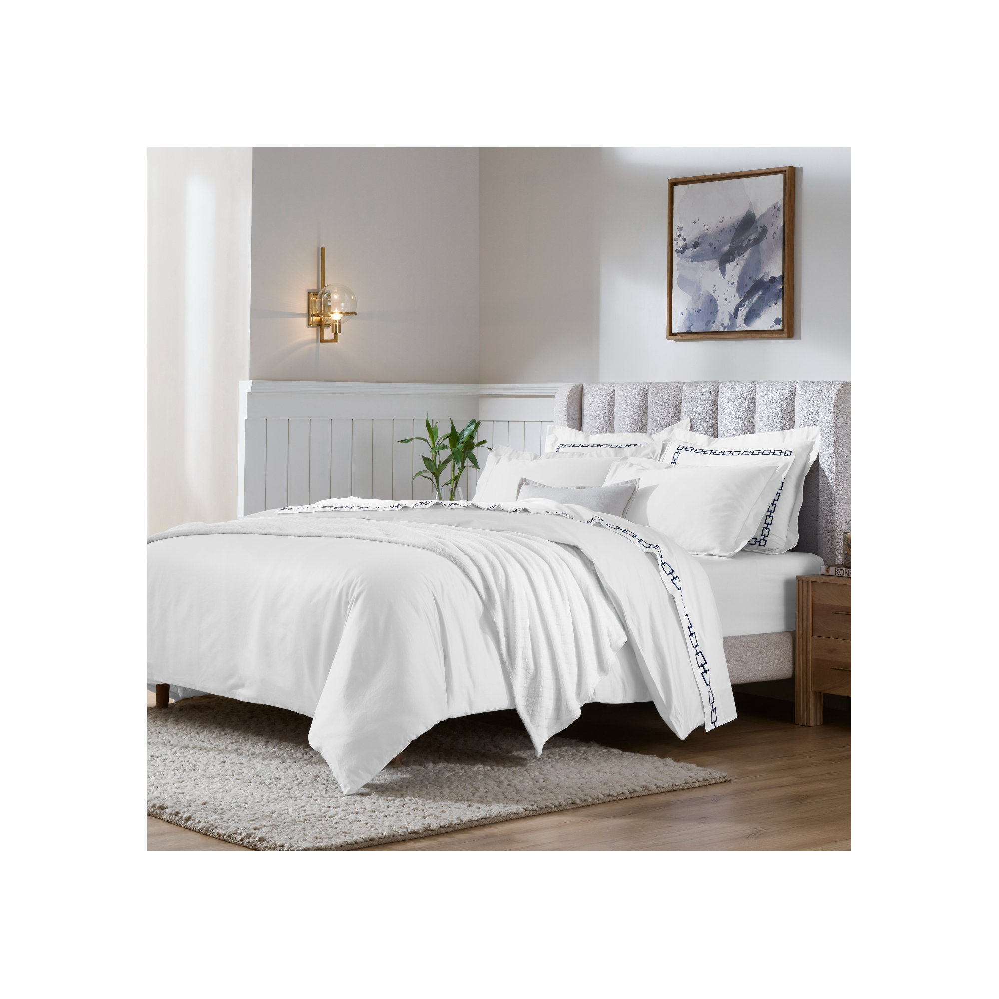 Cotton Duvet Cover Set, King/California King Duvet Cover + 2 King Shams, White