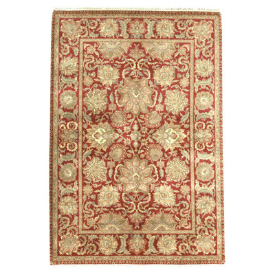 Hand Knotted Wool Oriental Area Rug in Red