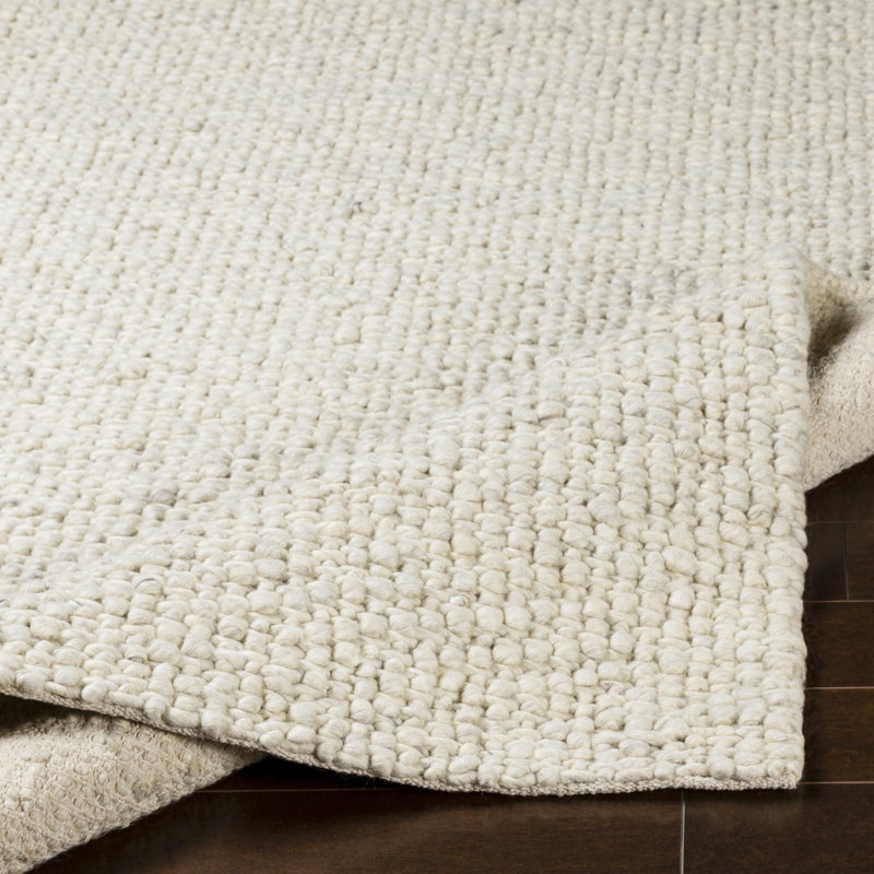 Tapis crème en laine tissé à la main Barden, Rectangle 6 pi x 9 pi