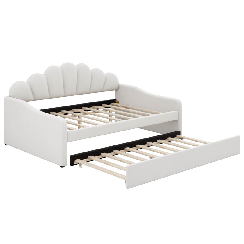 Martiya Full Size Upholstered Daybed with Trundle, White