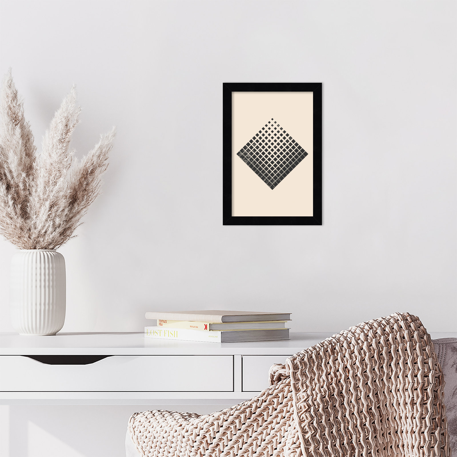 Minimal Halftone Shapes No. 3 Print, Black, 13" H x 9" W x 1" D