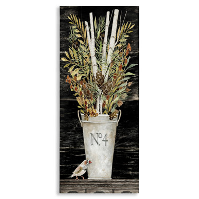 Rustic Forest Greenery Bouquet with Bird Detail by Cindy Jacobs - Graphic Art Print -  Stupell Industries, ab-131_cn_13x30