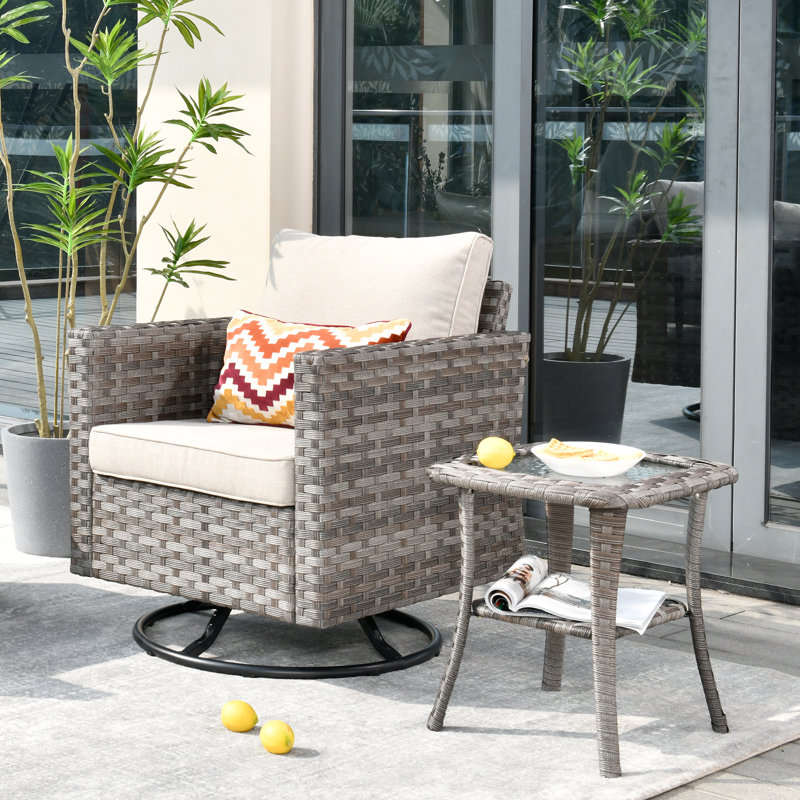 Baili Outdoor Chair With Side Table, Beige