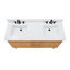 Aaston 61 In. Double Sink Bathroom Vanity In Natural Teak With White Engineered Stone Top-121164122