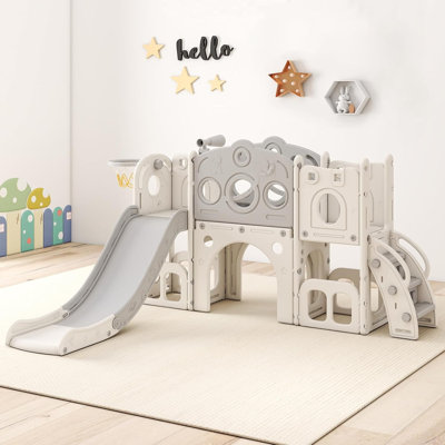 kinbor 8 in 1 Toddler Slide, Kids Slide for Toddler 1-3, in/Outdoor, White
