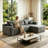 95" Modern Minimalist L‑Shaped Cloud Sectional Sofa, Plush Striped Corduroy Upholstered Corner Couch with Spring‑Pack Cushion, No Assembly Required,Gery-136751263-136751256
