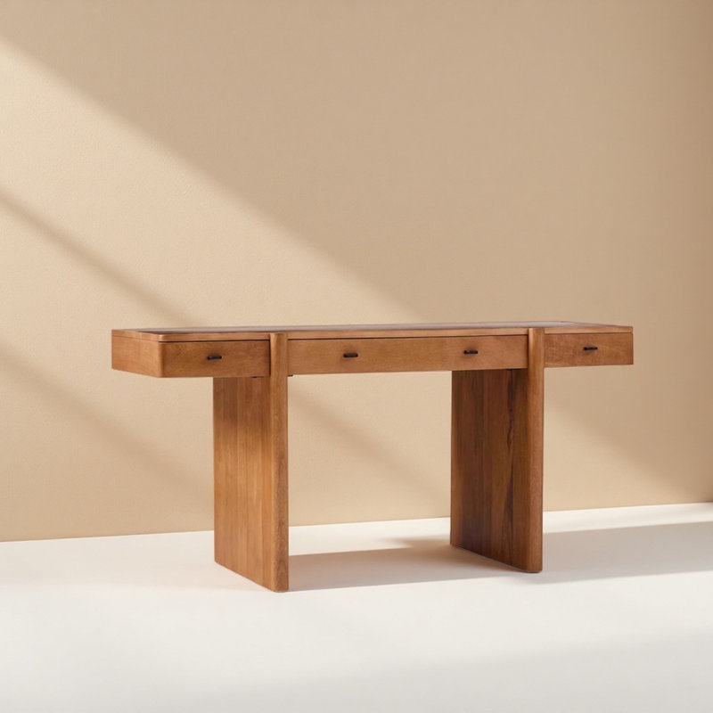 Modern minimalist style desk, 29.53" H x 47.24" W x 23.62" D, Brown