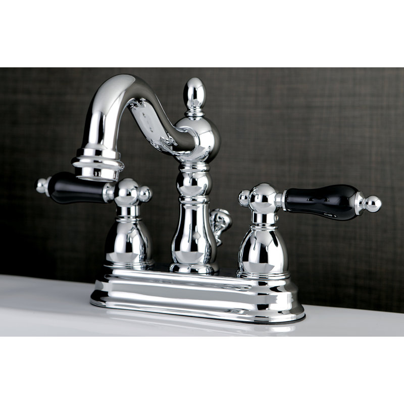 Kingston Brass Duchess Two-Handle 3-Hole Deck Mount 4" Centerset Bathroom Faucet with Brass Pop-Up, Chrome