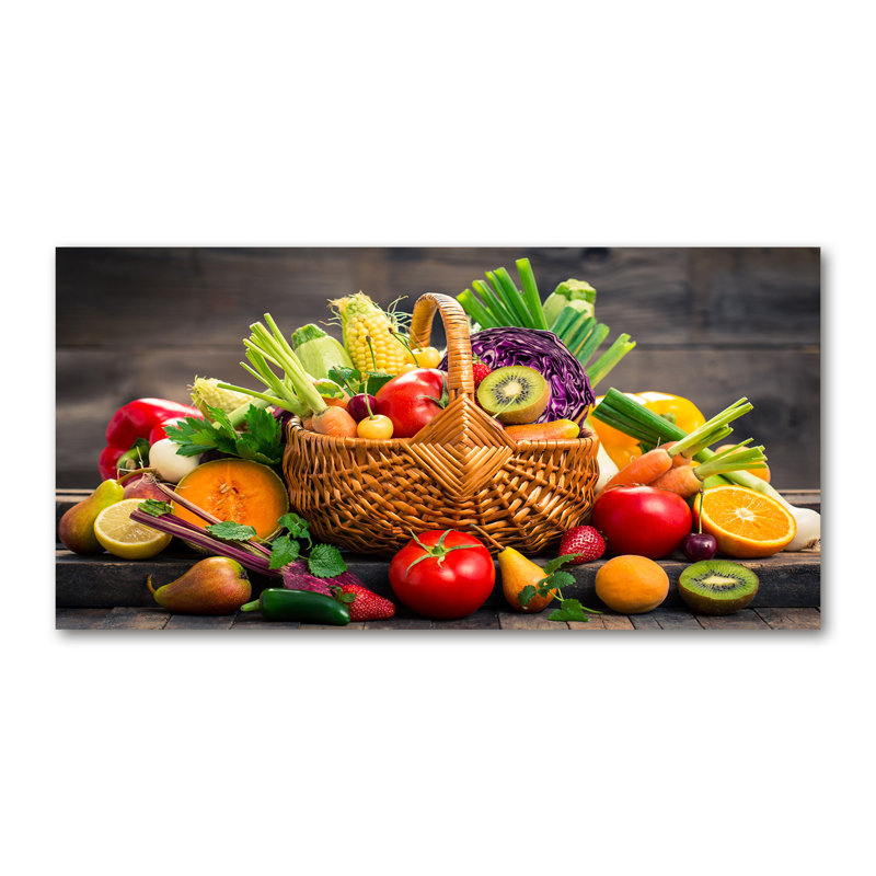 A Basket Of Fruit Vegetables - Wrapped Canvas Print
