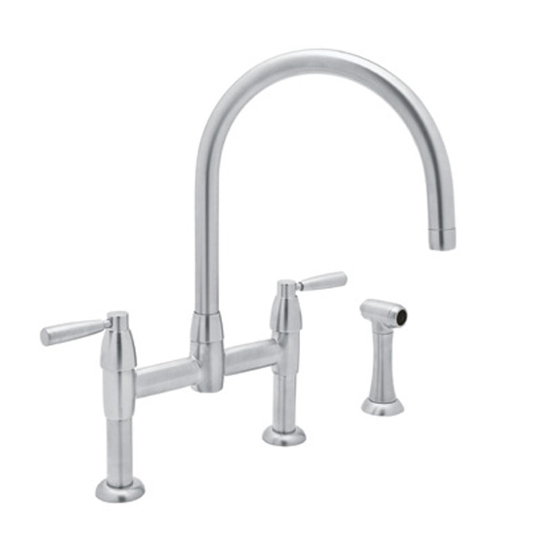 Holborn Double Handle Kitchen Faucet, Unlacquered Brass, Lever
