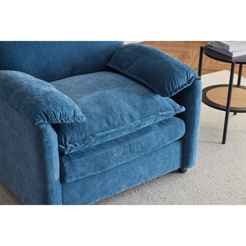 de lecture simple surdimensionné de 4 pouces - Fauteuil de salon rembourré en chenille douce pour le salon, la chambre à coucher, le bureau ou un appartement