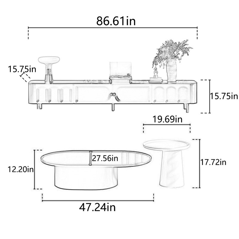 Creative high-end TV cabinet tea table combination