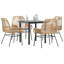 Ensemble repas de patio avec coussins en verre et poly rotin-727446052-727446051-727446107