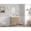 Meuble-lavabo sur pied moderne Sera de 76 cm (30 po) en chêne clair, de marque Tennant, avec lavabo simple et comptoir en quartz blanc, entièrement assemblé.