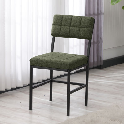 Chaise moderne verte, structure 100% métal, 15,7 po x 32,3 po x 15,7 po | Tissu 100% lin, facile à nettoyer, mousse 22 pte, capacité de 330 lb | Conception élégante et durable pour la maison ou le bureau