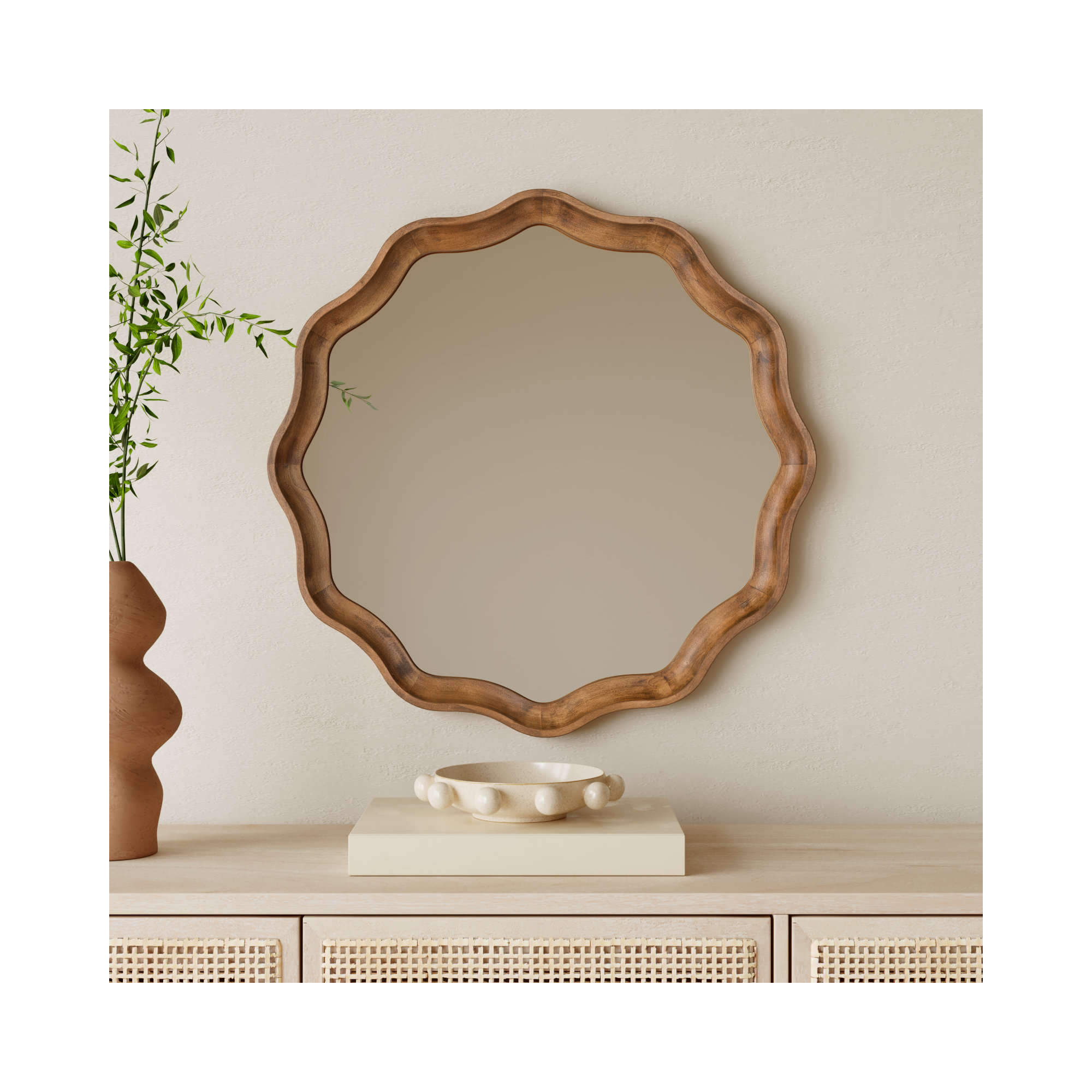 Canonbury Scalloped Mirror, Natural Rustic