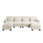 Canapé d'angle modulaire 4 places au design moderne et minimaliste capitonné, en forme de U, avec 2 poufs amovibles et d'épais coussins d'assise confortables, idéal pour le salon, en chenille beige.