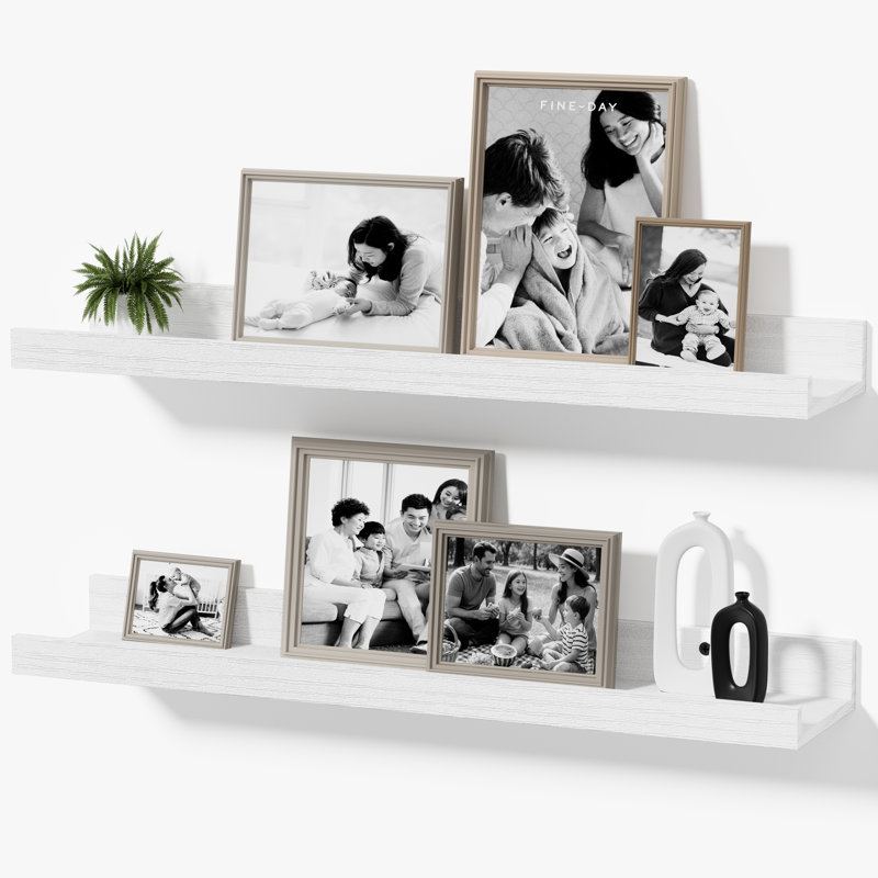 Bomeda 23.6'' White Floating Shelves for Wall, Picture Ledge Shelves for Living Room, Bedroom, 1.69" H x 23.62" W x 5.12" D