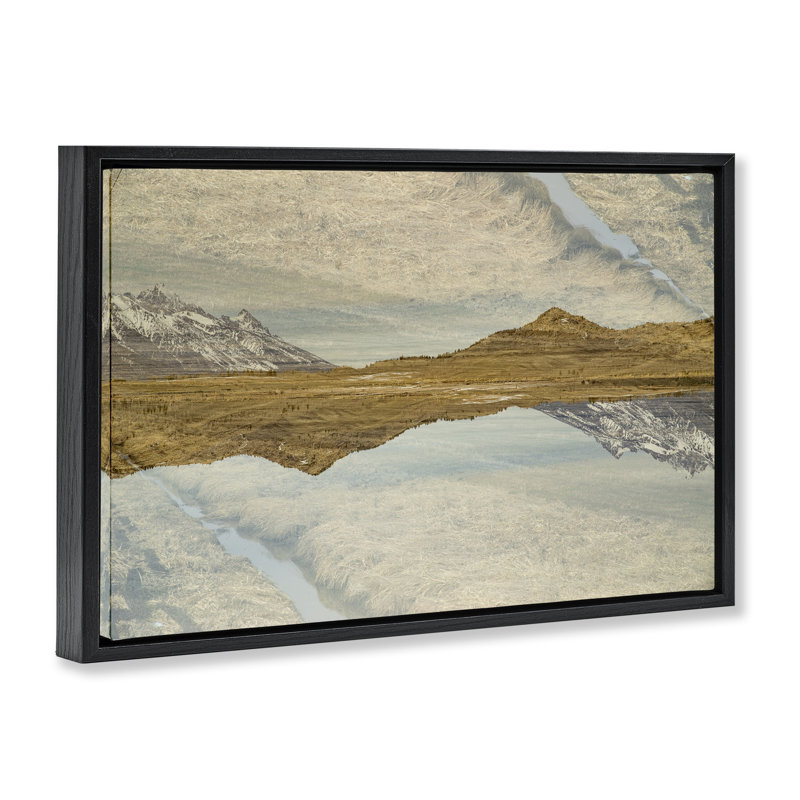 Cadre flottant Reflecting Prairie, par Robin Vandenabeele, Cadre flottant noir de jais, H 17 po x l 25 po