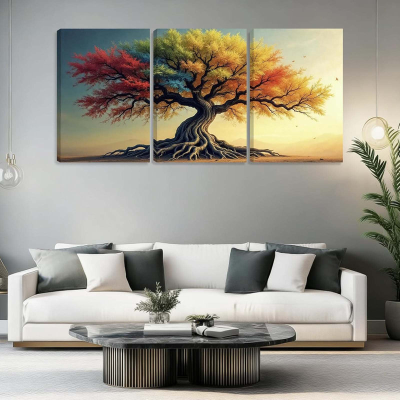 Colorful Tree of Life Canvas Print, Four Seasons Wall Art,40x60cm