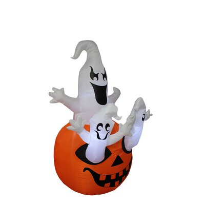 The Holiday Aisle® Halloween Inflatable Pumpkin with Ghost & Reviews ...