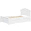 Lit plateforme simple en bois avec tête de lit et deux tiroirs de rangement, finition blanche-1708393917