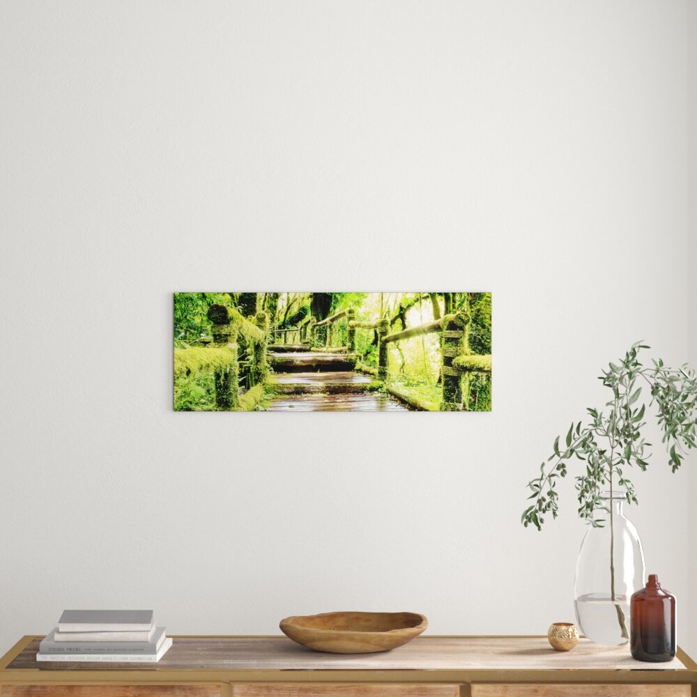 Glasbild Mossy Bridge, Kunstdruck