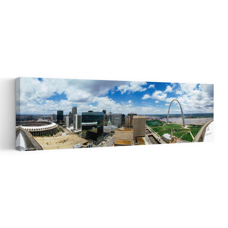 Buildings In A City Gateway Arch St. Louis Missouri USA by Mark Segal - Wrapped Canvas Panoramic Print