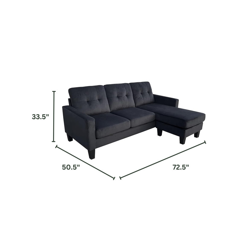 Canapé modulaire réversible en velours Everly Quinn, Velours noir