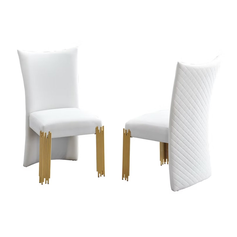 Table de salle à manger Glamour blanc / or et 6 chaises