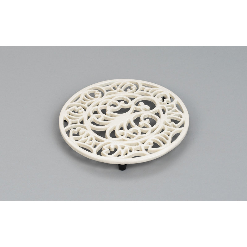 Metal Round 1 Piece Trivet, Champagne