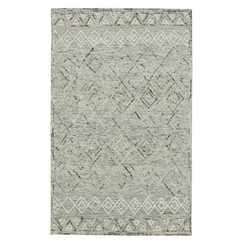 Ahnya Wool Geometric Indoor Rug, Rectangle 5' x 8'