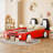 Twin Size Race Car-Shaped Platform Bed With Wheels,Red-2108686270