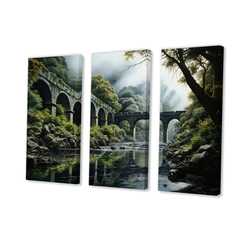 «Dam Serene Contemplation Pointillism - Dams», ensemble d'art sur toile, H 32 po x l 48 po x P 1 po