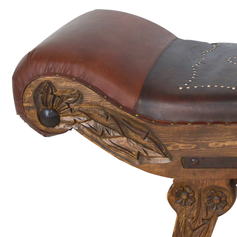 Ellarene Genuine Leather Upholstered Bench