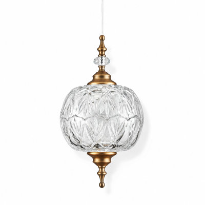 59*4.9 Antique Delicate Decorative Pattern Glass Ceiling Pendant Lighting UL Listed
