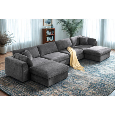 Luis Upholstered Wide Modular Sofa 4-seat With 2-ottoman by Latitude Run