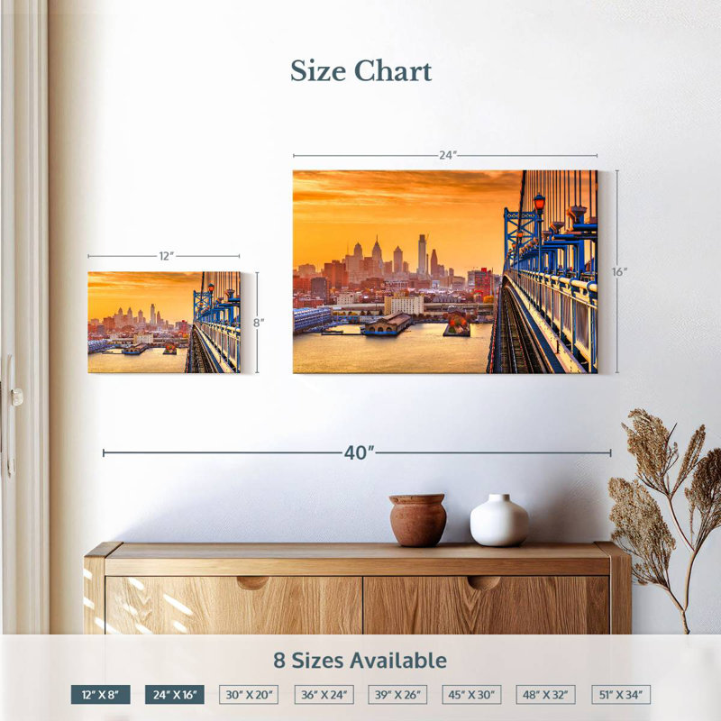 Sireci Philadelphia au coucher du soleil, H 16 po x l 24 po