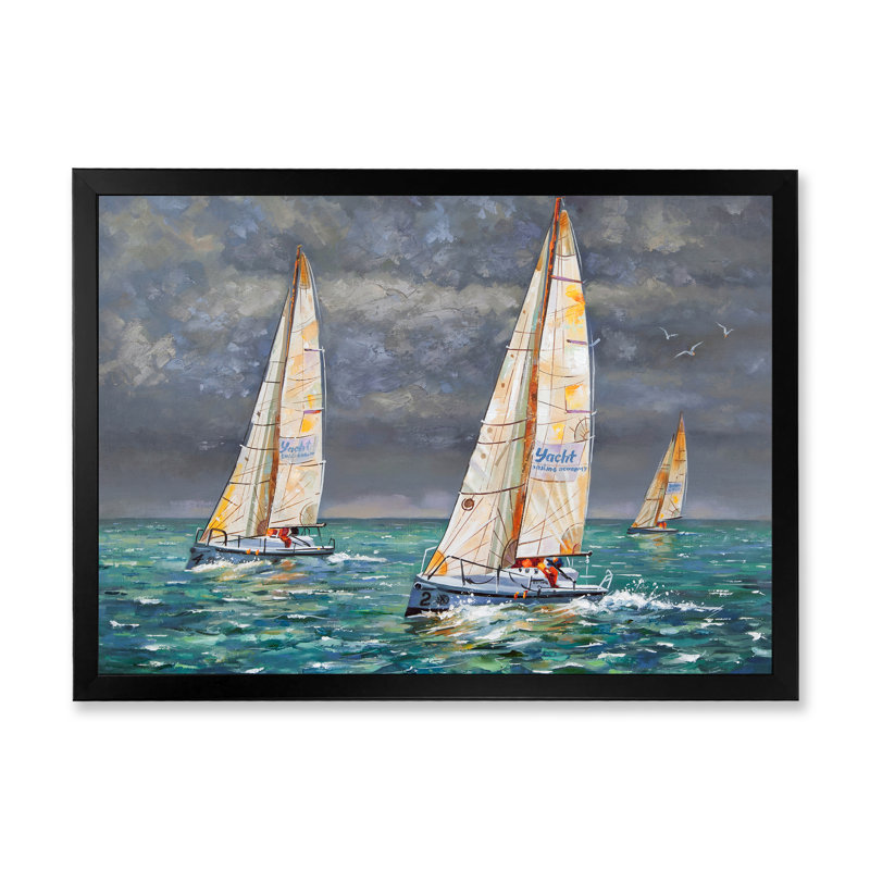 Regatta voiliers arrivant à la finition I - impression sur toile nautique et côtière, H 30 po x l 40 po