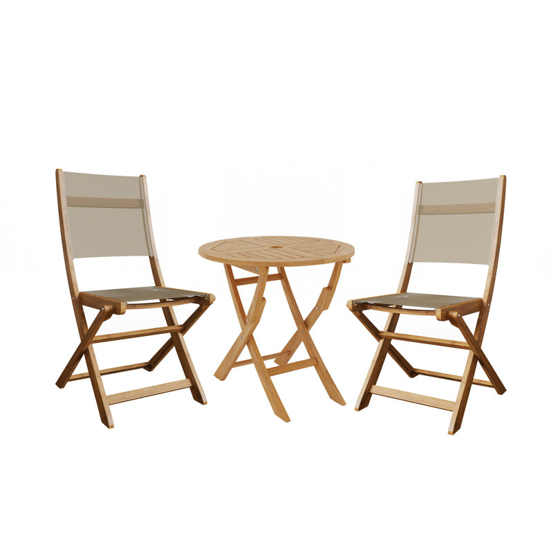 Ensemble bistro 3 pièces avec table pliante et chaises Flener, Brun clair