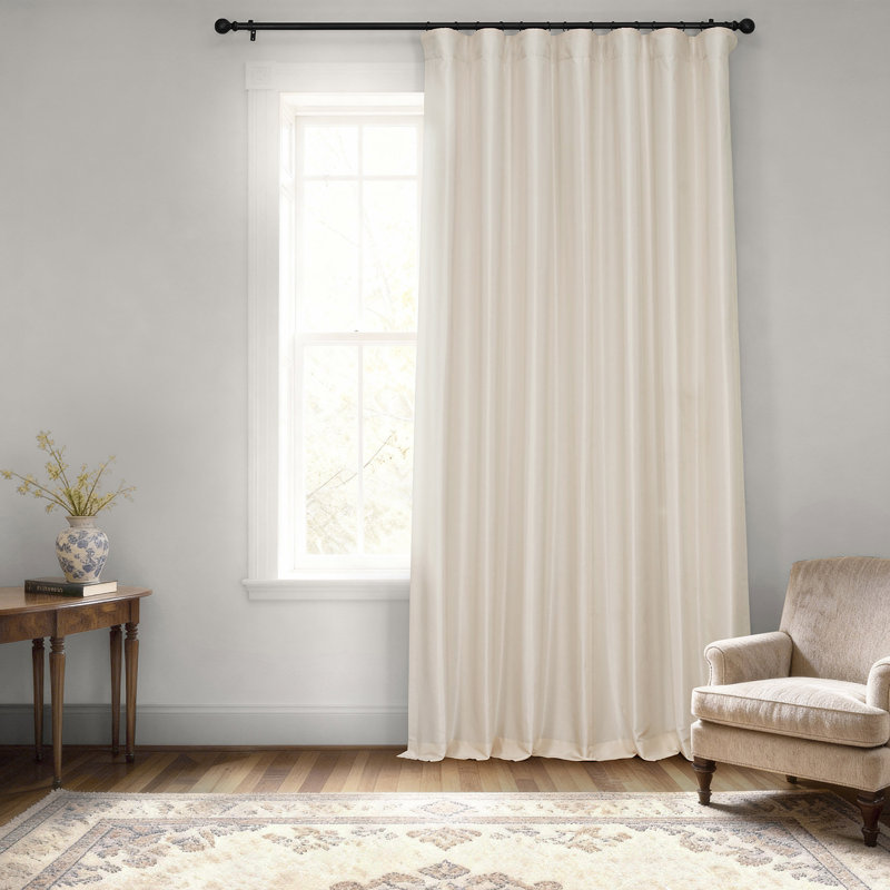 Jetset Polyester Textured Thermal Blackout Single Grommet Curtain Panel, 100" x 84", Off White